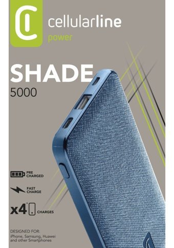 Cellularline Shade 5000 mAh Micro USB Powerbank Mavi