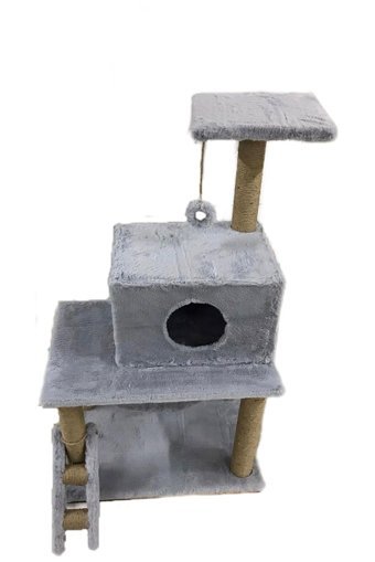 Petitopya Oturaklı Oyuncaklı Merdivenli Katlı 104 cm Kedi Tırmalama Evi