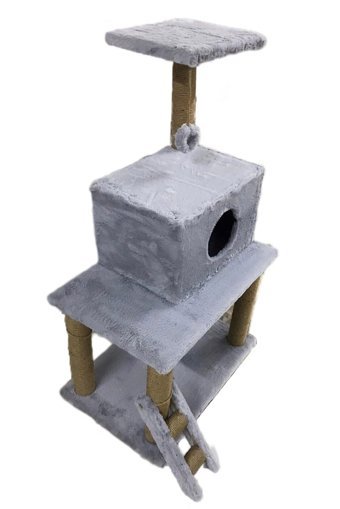 Petitopya Oturaklı Oyuncaklı Merdivenli Katlı 104 cm Kedi Tırmalama Evi