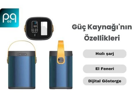 Peeq 120000 mAh Hızlı Şarj Type C - USB Powerbank Mavi