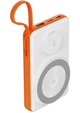 Wiwu 10000 mAh Hızlı Şarj Mıknatıslı Type C - USB Kablosuz Powerbank Turuncu