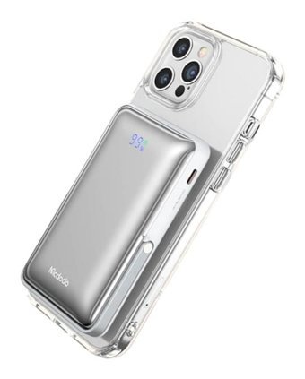 Mcdodo Mc-0690 10000 Mah Hızlı Şarj Mıknatıslı Type C - USB Kablosuz Powerbank Gümüş