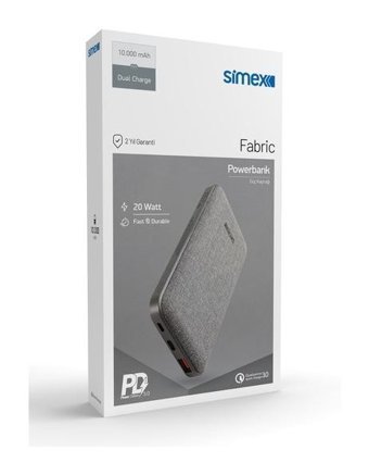 Simex S-27 Ware 10000 mAh Hızlı Şarj Micro Lightning - Type C - USB Powerbank Gri
