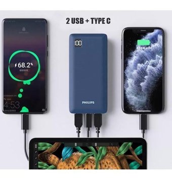 Philips Dlp2111U/93 20000 mAh Hızlı Şarj Type C - USB Powerbank Mavi