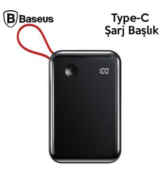 Baseus Mını S 3A 10000 mAh Hızlı Şarj Type C Powerbank Siyah