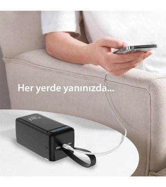 Peeq Pb58 50000 mAh Hızlı Şarj Mıknatıslı Dijital Göstergeli Micro Type C - USB Powerbank Siyah