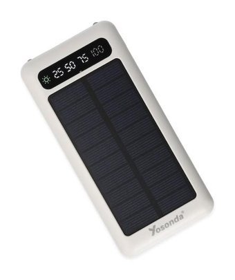 Yosonda A79 20000 mAh Güneş Enerjili Hızlı Şarj Micro Lightning - Type C - USB Powerbank Beyaz