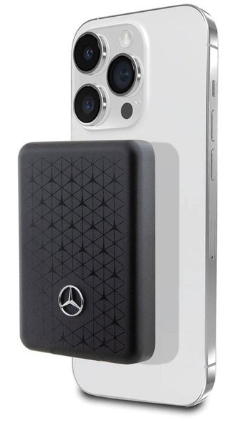 Mercedes Benz 3000 mAh Hızlı Şarj Mıknatıslı Işıklı Type C Powerbank Siyah