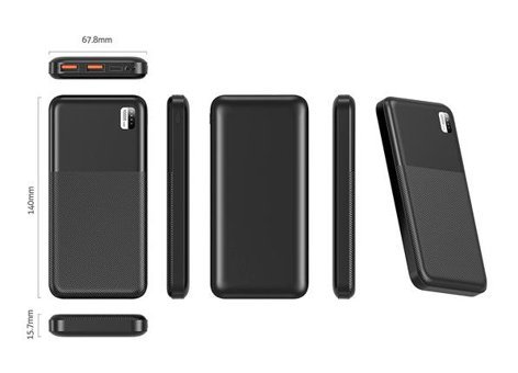 Xipin Px721 10000 mAh Hızlı Şarj Micro Lightning - Type C - USB Powerbank Siyah