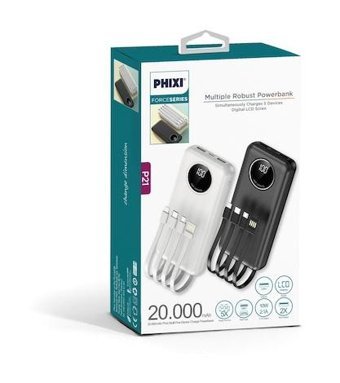 Phixi Force P21 20000 mAh Hızlı Şarj Lightning - Type C Powerbank Beyaz
