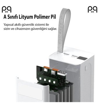 Peeq 50000 mAh Hızlı Şarj Type C - USB Powerbank Siyah