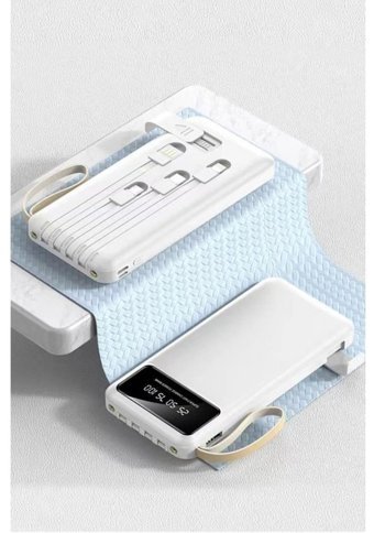 Mcdodo 10000 mAh Hızlı Şarj Dijital Göstergeli Micro Lightning - Type C - USB Powerbank Beyaz