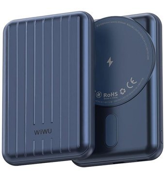 Wiwu Pp02 5000 mAh Hızlı Şarj Mıknatıslı Micro Lightning - Type C - USB Powerbank Mavi