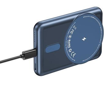 Wiwu Pp02 5000 mAh Hızlı Şarj Mıknatıslı Micro Lightning - Type C - USB Powerbank Mavi