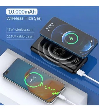 Deji 10000 mAh Hızlı Şarj Micro Type C - USB Kablosuz Powerbank Siyah