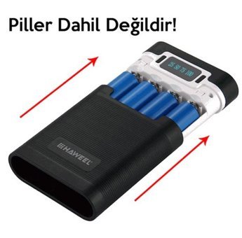 Haweel Diy 4X18650 20000 mAh Dijital Göstergeli Micro USB Powerbank Beyaz