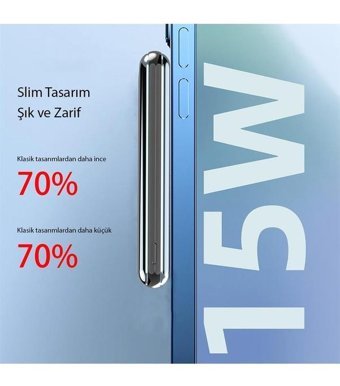 Peeq Pd12 5000 mAh Hızlı Şarj Mıknatıslı Type C - USB Kablosuz Powerbank Mavi
