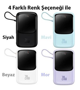 Baseus Qpow Pro 20000 mAh Hızlı Şarj Dijital Göstergeli Type C Powerbank Siyah