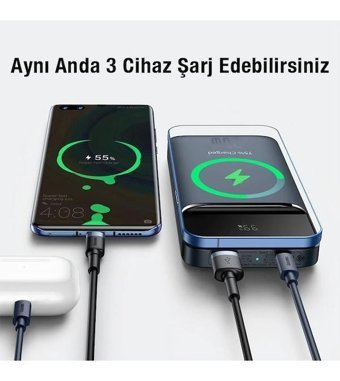Baseus Magsafe 10000 mAh Mıknatıslı Micro Type C - USB Kablosuz Powerbank Siyah