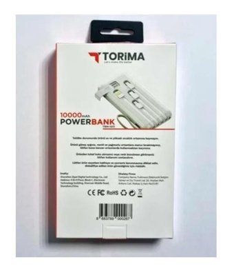 Torima Trm-10114 10000 mAh Hızlı Şarj Micro Type C - USB Powerbank Siyah