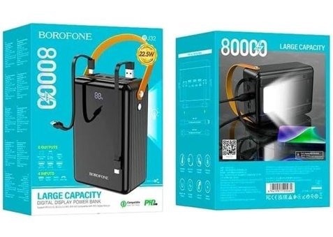Borofone 8000 mAh Hızlı Şarj Type C Powerbank Siyah