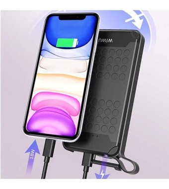 Wiwu Pc905 10000 mAh Hızlı Şarj Micro Type C - USB Powerbank Siyah