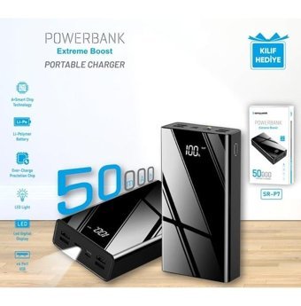 Sprange Sr-P7 50000 mAh Hızlı Şarj Işıklı Micro Lightning - Type C - USB Powerbank Siyah