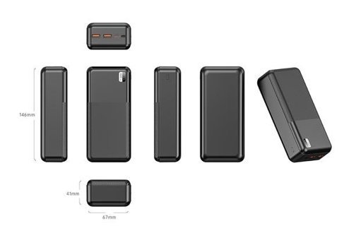 Xipin Px723 30000 mAh Hızlı Şarj Micro Lightning - Type C - USB Powerbank Siyah