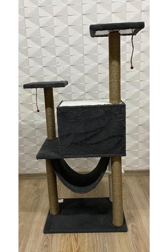 Cethause Oturaklı Oyuncaklı Katlı 40 cm Kedi Tırmalama Evi