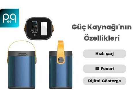 Peeq 60000 mAh Hızlı Şarj Type C - USB Powerbank Mavi