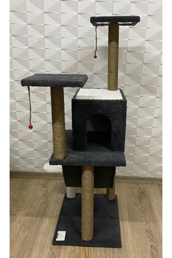 Cethause Oturaklı Oyuncaklı Katlı 40 cm Kedi Tırmalama Evi