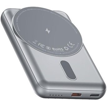 Wiwu Pp02 5000 mAh Hızlı Şarj Mıknatıslı Micro Lightning - Type C - USB Powerbank Gümüş