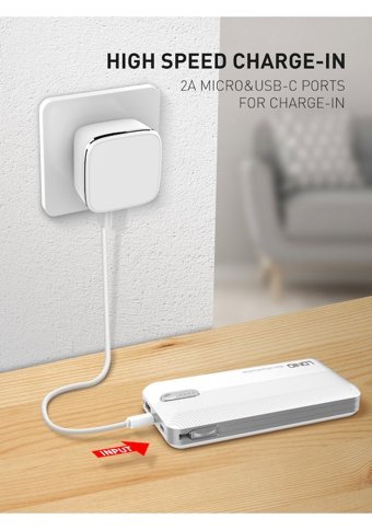 İthink 10000 mAh Hızlı Şarj Type C - USB Powerbank Beyaz - Siyah