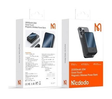 Mcdodo Mc-5021 20000 mAh Hızlı Şarj Mıknatıslı Type C Kablosuz Powerbank Siyah