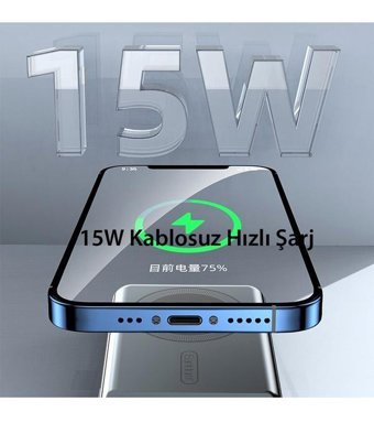Ghk Tech Pd12 5000 mAh Hızlı Şarj Mıknatıslı Type C Kablosuz Powerbank Mavi