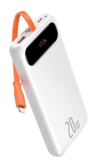Baseus Lightning 10000 mAh Dijital Göstergeli Mini USB Powerbank Beyaz