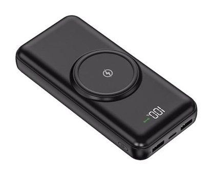 Sprange Sr-P13W 16000 mAh Hızlı Şarj Mıknatıslı Micro Lightning - Type C - USB Kablosuz Powerbank Siyah