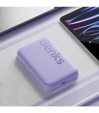 Benks Mp10 6000 mAh Hızlı Şarj Mıknatıslı Type C Powerbank Mor