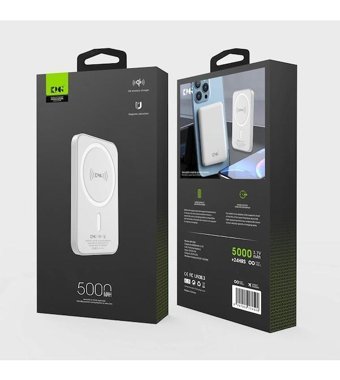 King Power 5000 mAh Hızlı Şarj Mıknatıslı Micro Type C - USB Powerbank Beyaz