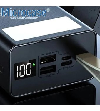 Microcase 40000 mAh Hızlı Şarj Micro Type C - USB Powerbank Siyah