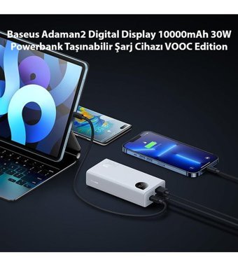 Baseus Adaman2 Digital Display 10000 mAh Hızlı Şarj Type C Powerbank Beyaz