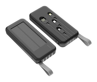 Concord Sr-P19S 12000 mAh Güneş Enerjili Hızlı Şarj Micro Lightning - Type C - USB Powerbank Siyah