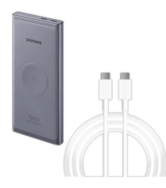 Samsung A12 10000 mAh Hızlı Şarj Mıknatıslı Type C Kablosuz Powerbank Gri