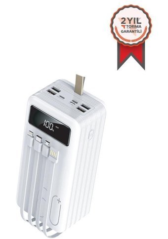 Torima 60000 mAh Dijital Göstergeli Micro Type C - USB Powerbank Beyaz