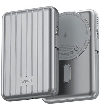 Wiwu Pp03 10000 mAh Hızlı Şarj Mıknatıslı Micro Lightning - Type C - USB Powerbank Gri