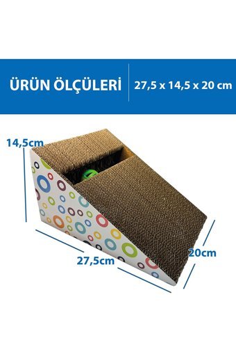 Herniks Oyuncaklı Kedi Otlu 27.5 cm Kedi Tırmalama Rampası