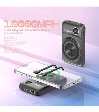Peeq Pd28 10000 mAh Hızlı Şarj Dijital Göstergeli Micro Type C - USB Kablosuz Powerbank Siyah