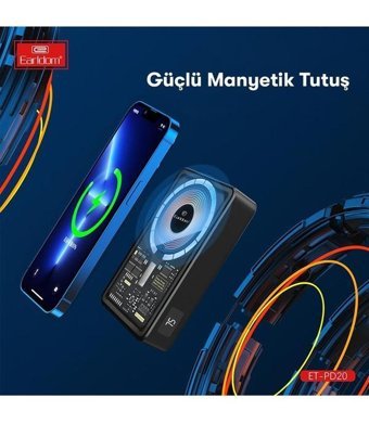 Peeq Pd20 10000 mAh Hızlı Şarj Mıknatıslı Type C - USB Kablosuz Powerbank Siyah