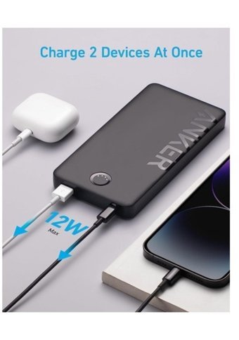 Anker A1334 10000 mAh Hızlı Şarj Micro Type C - USB Powerbank Siyah