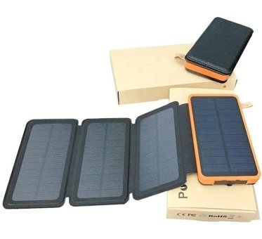 Ateştech 20000 mAh Güneş Enerjili Hızlı Şarj Micro Type C - USB Powerbank Siyah